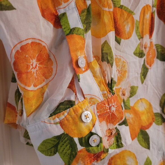 NWOT Talbots Oranges and Lemons button up shirt, Size X - Picture 2 of 5